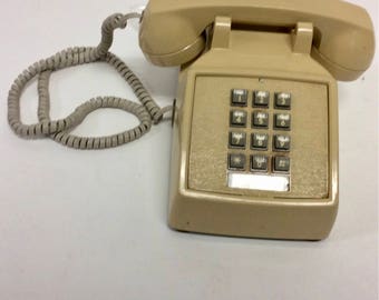 70s Vintage Tan Pushbutton Landline Telephone Phone