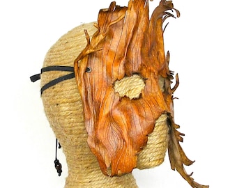 Leather Tree Mask, Tree Costume, Ent Forest Spirit Costume Piece, Handcrafted Dryad Woodland Halfmask (M251)