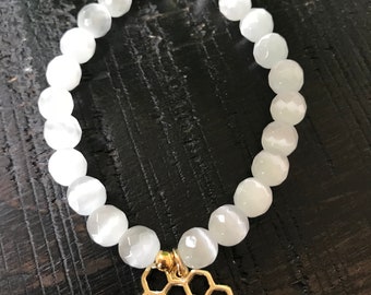 White crystal bracelet bee bracelet