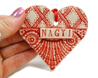 Nagyi Heart Ornament, Hungarian Grandmother Gift, Nagyi Birthday, Mother's Day Gift, Magyarország, Grandparent Gift, Nagymama Gift