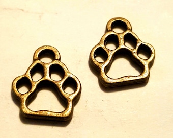 Bronze Paw Print - 10 pc - Bronze Paw Charm - Bronze Dog Charm - Bronze Cat Charm - Animal Charm - Dog Paw Charm - Cat Paw Charm