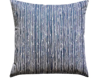 Navy Pillow Covers, Euro Sham Decorative Throw Pillow Cover, Scribble Navy Blue Pillow, Striped Pillow, Dark Blue Cushion Cover, Navy Pillow