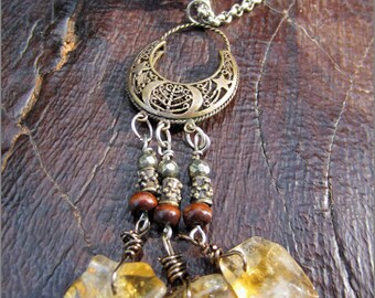 OOAK Victorian Tribal Citrine Necklace
