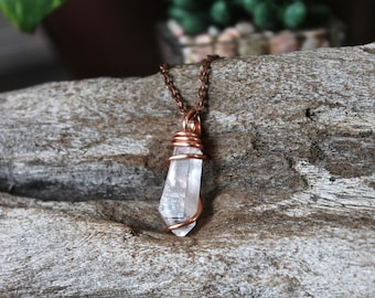 Quartz Crystal Necklace - Natural Crystal Jewelry - Wire Wrapped Stone Necklace - Boho Jewelry - Natural Stone Jewelry - Bohemian Necklace