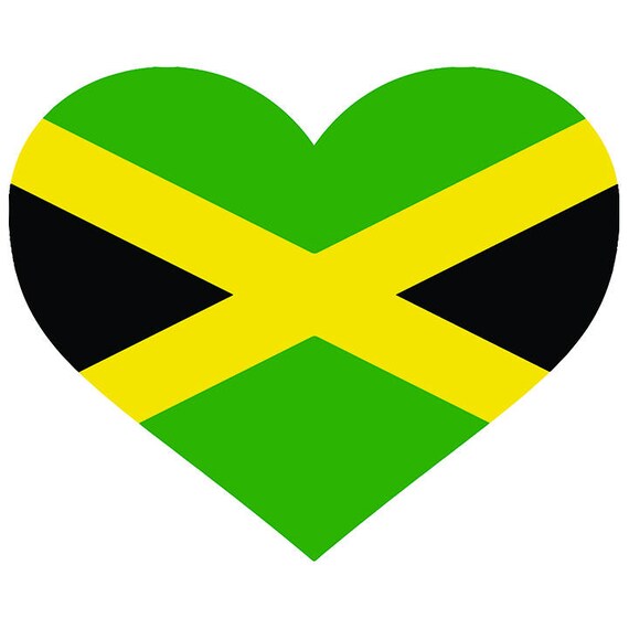 Jamaica Heart Shaped Flag Jamaican Reggae Rasta Caribbean