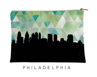 Philadelphia | Philadelphia Skyline Geometric | Philadelphia Purse | Philadelphia Skyline | Philadelphia Pouch | Philadelphia Pouch Green