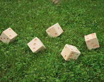 5 (five) LARGE Unfinished Dice set for yardzee, yahtzee yard fun, kids painting project, family fun, outdoor fun, blank dice