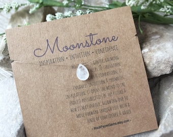Rainbow Moonstone Necklace - Floating Gemstone Barely There Necklace, Healing Stone Necklace, Tiny Necklace, Simple Necklace Dainty Necklace