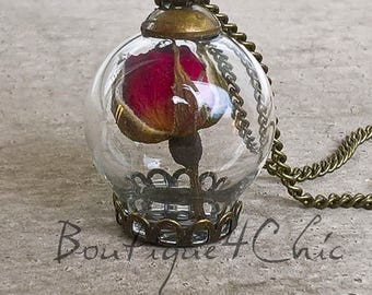 Rose necklace, real rose, flower necklace