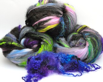 Textured, Chunky Carded Art Batts + Locks - Magic - 5 ounces - For Spinning or Felting
