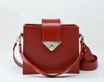 Leather crossbody purse, bag square, leather handbag, women leather bag, leather satchel, leather bag purse, womens leather crossbody