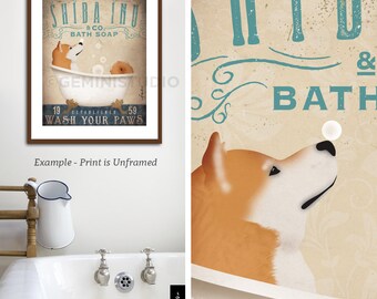 Shiba Inu dog bath soap Company vintage style artwork by Stephen Fowler Giclee Signed Print
