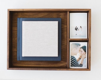 12x12 With Prints Engraved Walnut Wood Photo Album Box