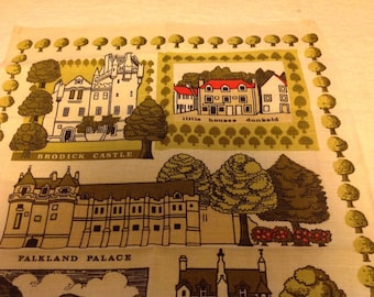 Vintage 1979 Fabric Dish Towel or Wall Decoration. Properties of the National Trust for Scotland commissioned by the trust