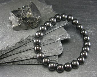 Shungite Genuine Bracelet ~ 7 Inches ~ 8mm Round Beads