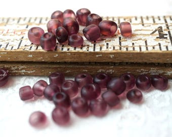Matte Plum Seed Beads, 6/0 Seed Beads, Czech Beads