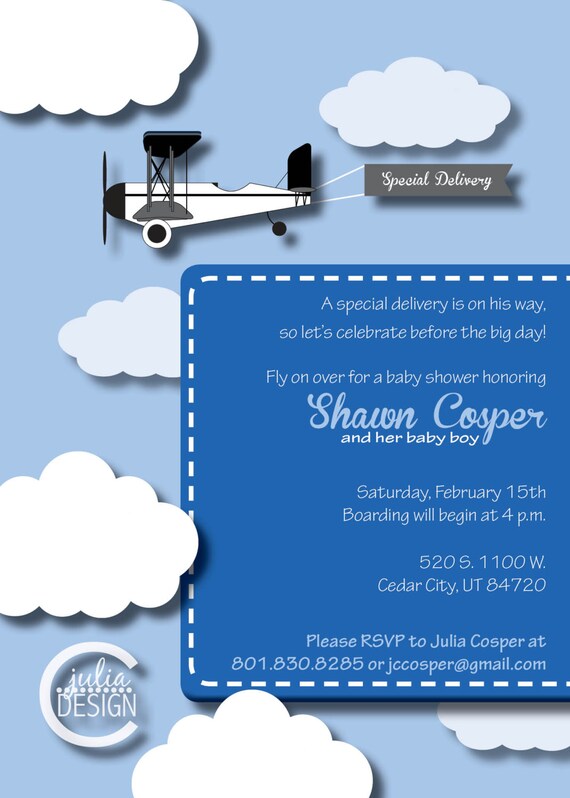 Jaden's JetAirplane Baby Shower Invitation