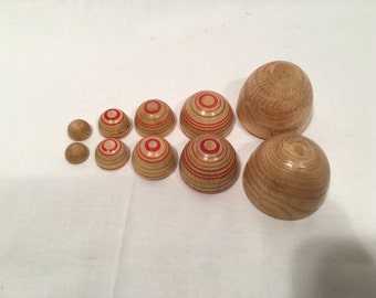 Wooden nesting eggs, Russian doll eggs, Nesting Easter egg, Hand painted eggs, Wooden eggs, Wooden easter eggs, 10 pieces, Tallest 2-1/2",