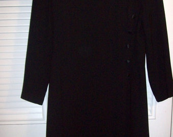 Vintage Talbot's Long Sleeved Black Crepe Career Dressy Maxi Dress Size 6