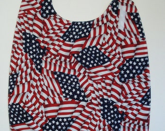 Adult Bib Clothes Protector in Patriotic Flag Print Side Neck Closure READY TO SHIP