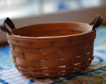 1980's Vintage Farmhouse Decor Longaberger Basket Patina Classic Primitive Rustic Hand Woven Baskets Shabby Chic Cottage Kitchen Country USA