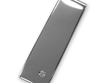 Sterling Silver MONEY CLIP - With Diamond - Boxed