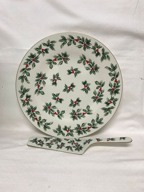 Formalities By Baum Bros Christmas Holly Cake Plate And Server Formalities By Baum Bros Christmas Holly Cake Plate And Server