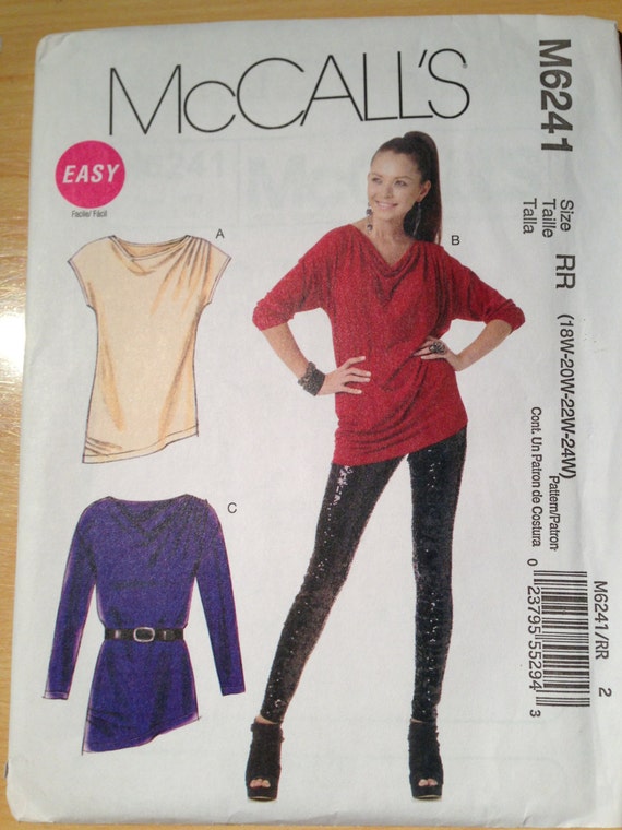 McCalls Sewing Pattern 6241 Misses and Womens Tunic in Two Lengths Size 18-24