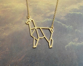 Alpaca, Origami Necklace, Animal Necklace, Alpaca Jewelry, Unique Necklace, Animal lover gift, Gift for her, Alpaca gift, Gift under 40