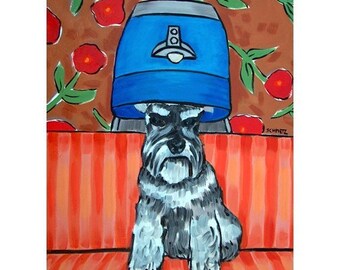 SCHNAUZER BAGPIPES 8x10  dog art prints open edition animals impressionism