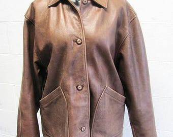 1990s Vintage Leather Jacket / Brandon Thomas Leather Jacket / Brown Leather Jacket / 90s Leather Jacket / Size Medium