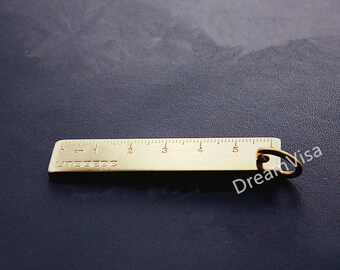 Brass Mini Ruler, Solid Brass Ruler, 2inches Ruler, Brass Tag, Key Chain Ruler, EDC Ruler, Bronze Ruler, Copper Ruler