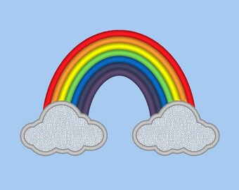 5 SIZES!! Rainbow Clouds Embroidery Design