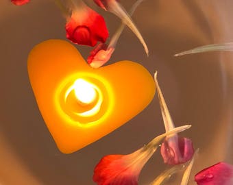Floating Candle, Beeswax Candle, Floating Beeswax Candle, Valentine Candle, Floating Heart Candle