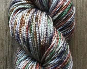 Hand Dyed Yarn, Worsted Weight 4ply, 100% Superwash Merino Wool, Camouflage on Hearty Worsted Yarn