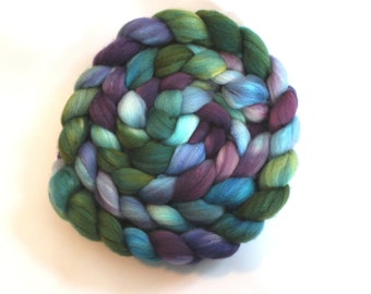 4 oz BFL/Silk 'Delphinium' Combed Top Roving Dyed Wool Spinning Fiber batt Blue Faced Leicester Spinning Fibre BFL Silk