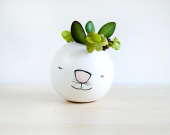 Cat ceramic plant pot, Face planter, Succulent planter, Ceramic animal planter, Ceramics & pottery, animal plant pot, Cute planter clay face