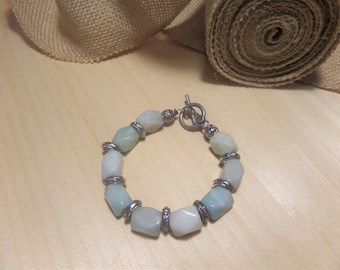 Semi-precious stone and silver bracelet