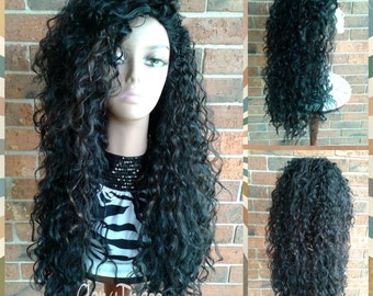 CLEARANCE // Long Beach Curly Half Wig, Kinky Curly Wig, Long Black Wig // COURAGE