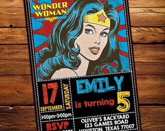 Wonder Woman Invitation - Wonder Woman Clipart Birthday Party Invite - Printable And Digital File