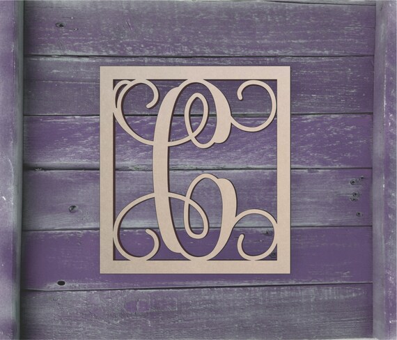 frame wooden monogram letter large or small unfinished cursive cursive wooden letter