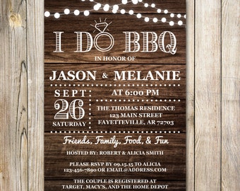 I Do BBQ Invitation, Couples Shower Invitation, Bridal Shower, Wedding Shower, Shower, Invitation, Rustic, Wood, Country, Printable, 5x7