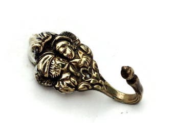 Old French Brass Hook/ Vintage Brass Hook