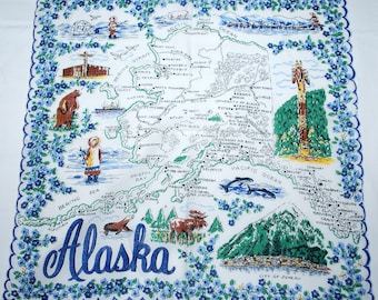 Vintage Alaska Souvnir Handkerchief