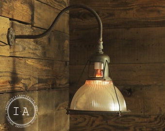 Vintage Industrial Gooseneck Holophane Sconce