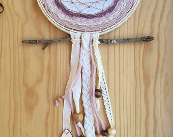 SALE! Embroidery weaving art squirrels and acorn Dream Catcher wall hanging boho nursery baby shower gift in the hoop
