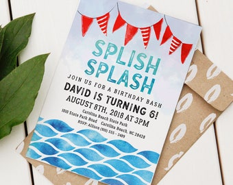 Pool Party Birthday Invitation | Custom Birthday Invite | Editable Pool Party Invitation | Beach Birthday | Water Event | Instant Download