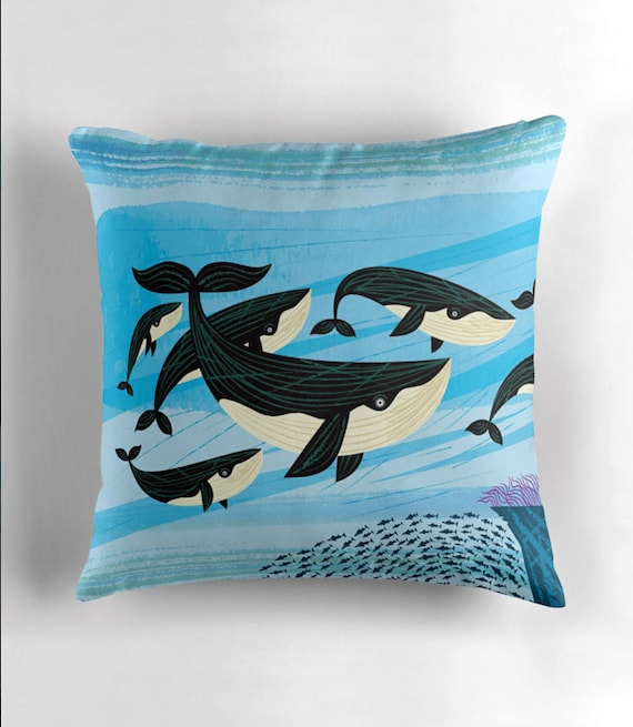 Whale Swim - throw pillow cover / cushion cover by Oliver Lake / iOTA iLLUSTRATION