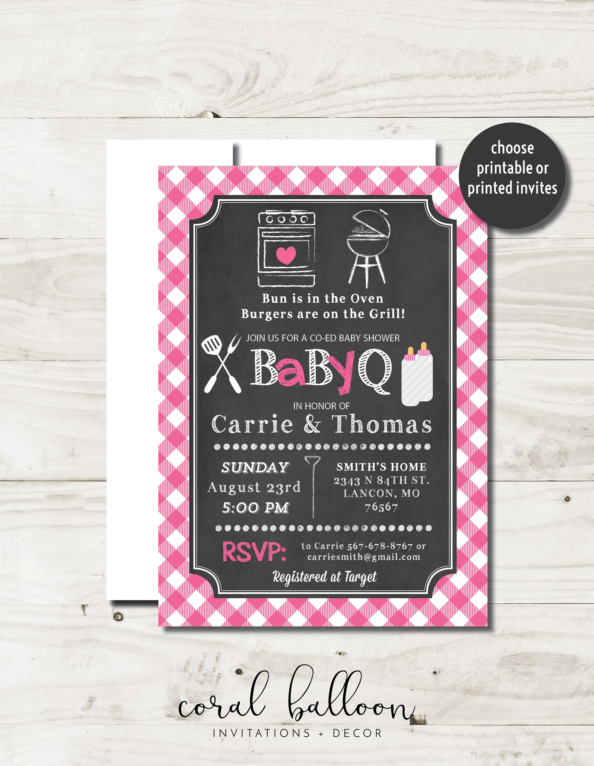 BBQ Baby Shower Invite Girl Baby Shower BabyQ Invitation Baby