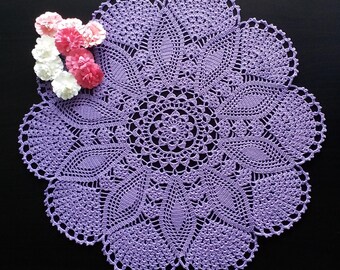 Purple Round Crochet Doily|Purple Round Lace Crochet Doily|Purple Lace Doily